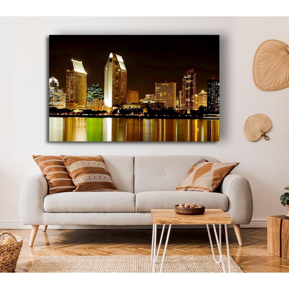 Hong Kong Golden Lights Canvas Print Wall Art - Yellow / 35.56cm – image 4