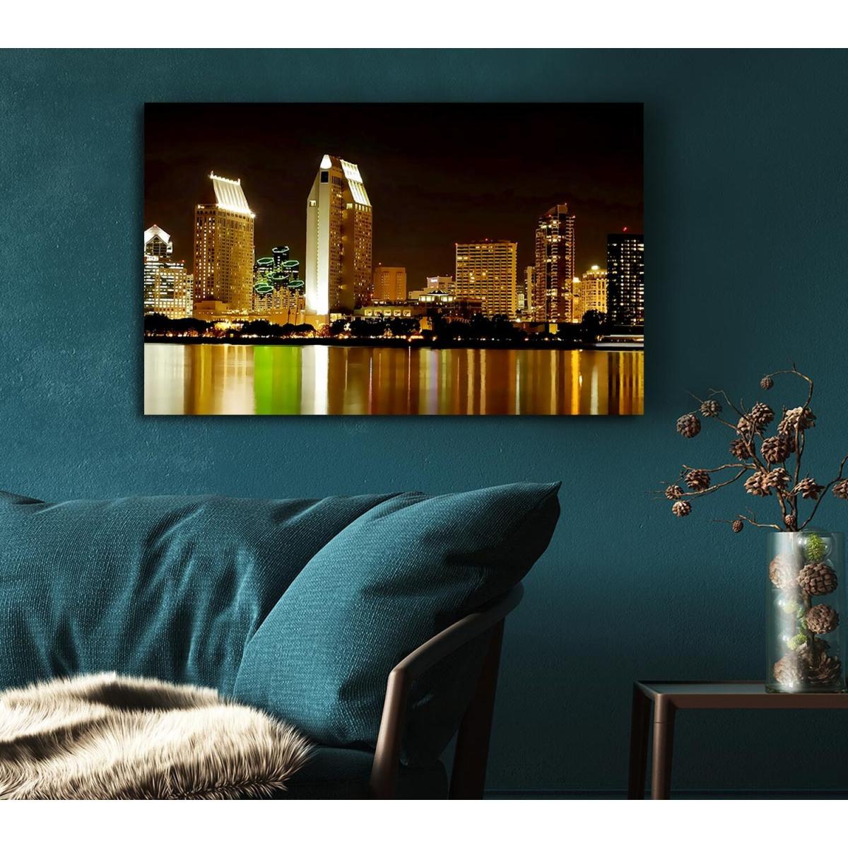Hong Kong Golden Lights Canvas Print Wall Art - Yellow / 35.56cm – image 5