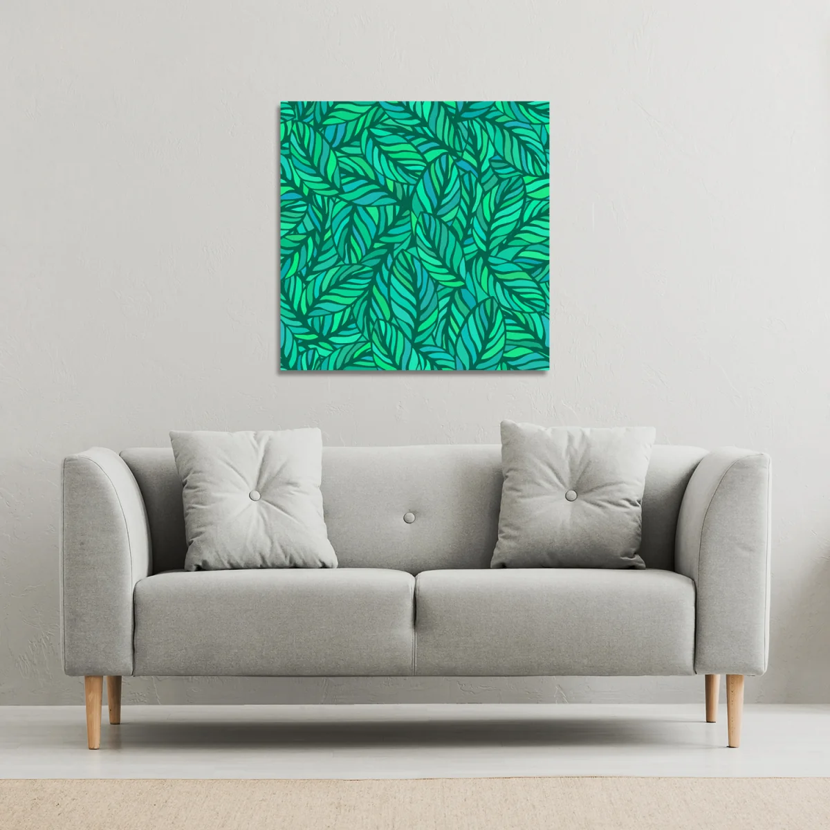 Green Leaves Pattern Canvas Print - Green / 127cm – image 2