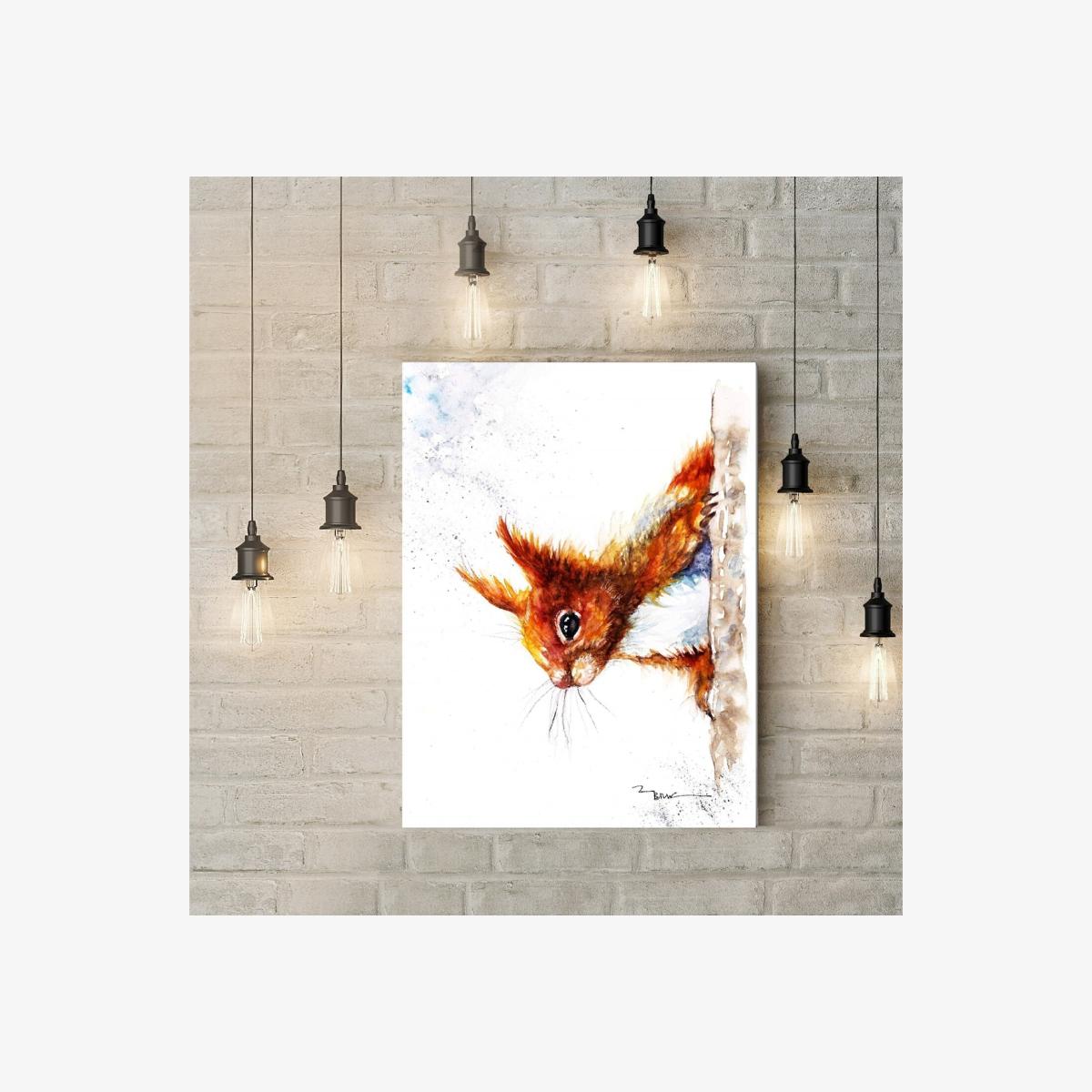 Curious Red squirrel Canvas Wall Art - Brown / Curious Red Squirrel / 51cm