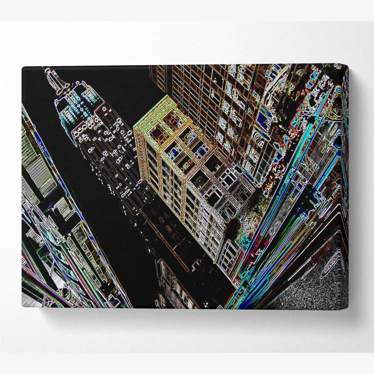 New York 5Th Ave Empire State Canvas Print Wall Art - Yellow / 81.28cm – image 1