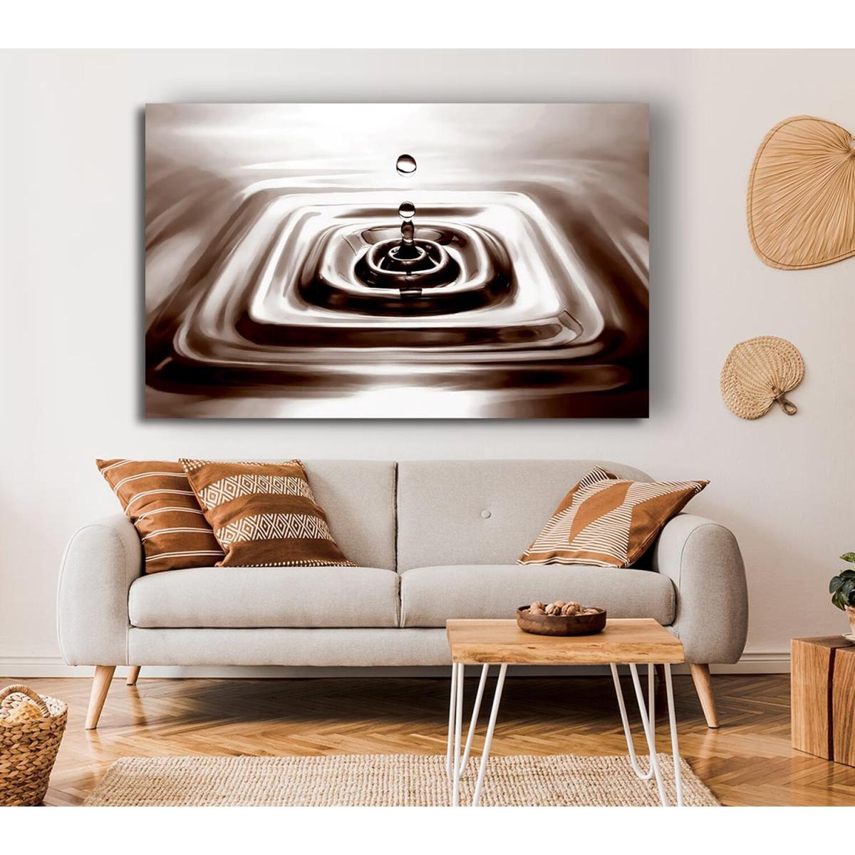 Square Water Droplet Brown Canvas Print Wall Art - Yellow / 35.56cm – image 3