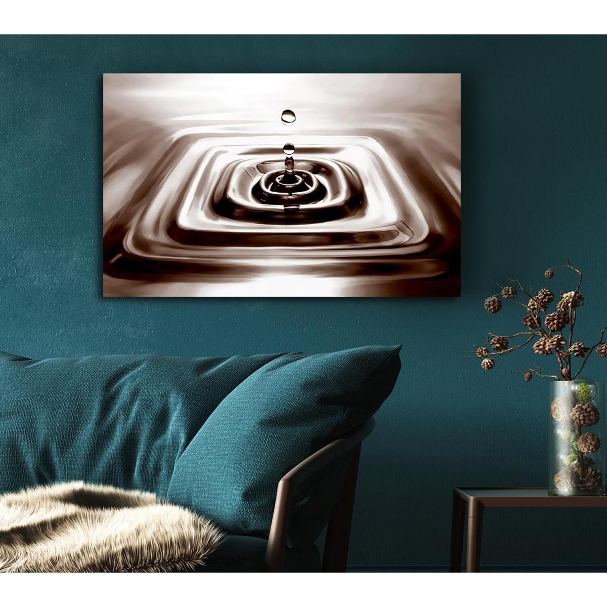 Square Water Droplet Brown Canvas Print Wall Art - Yellow / 35.56cm – image 4