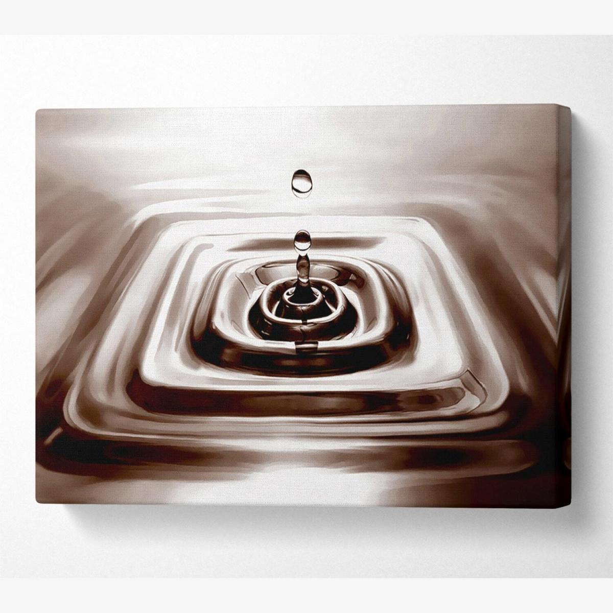 Square Water Droplet Brown Canvas Print Wall Art - Yellow / 35.56cm – image 1