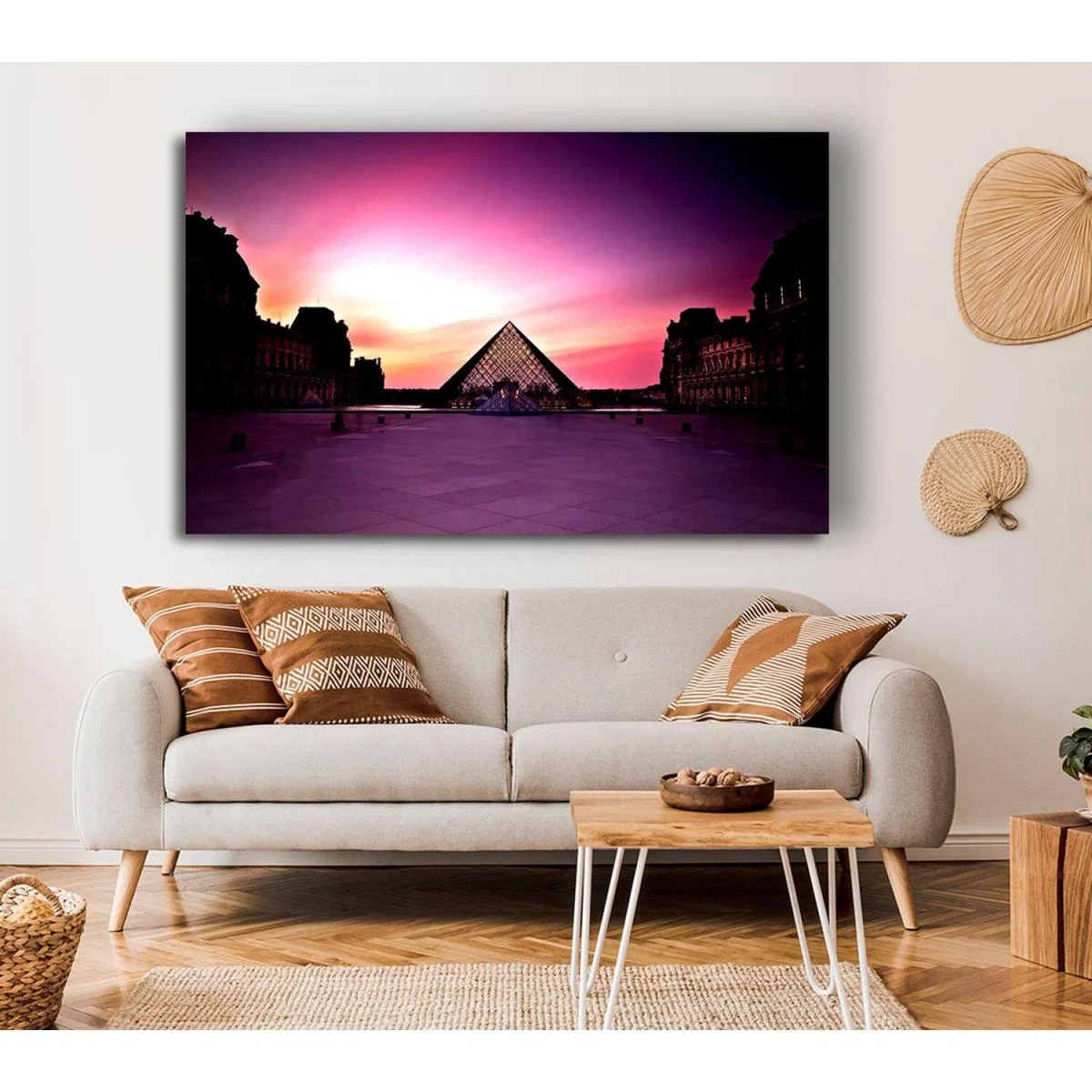Louvre Museum At Sunset Canvas Print Wall Art - Yellow / 66.04cm – image 4