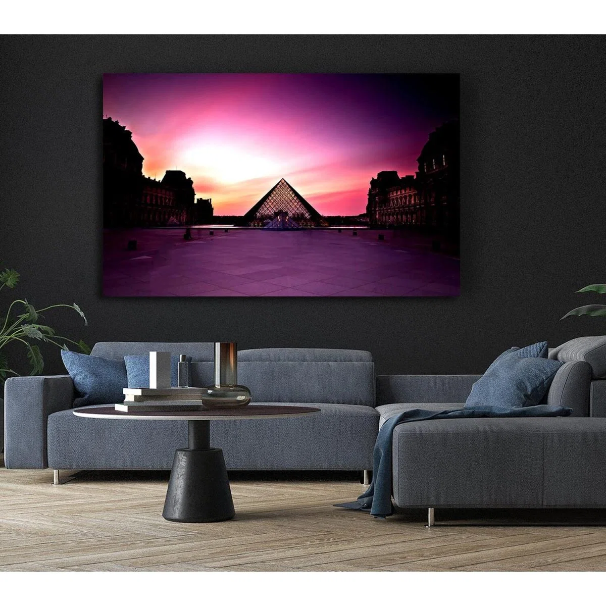Louvre Museum At Sunset Canvas Print Wall Art - Yellow / 66.04cm – image 5