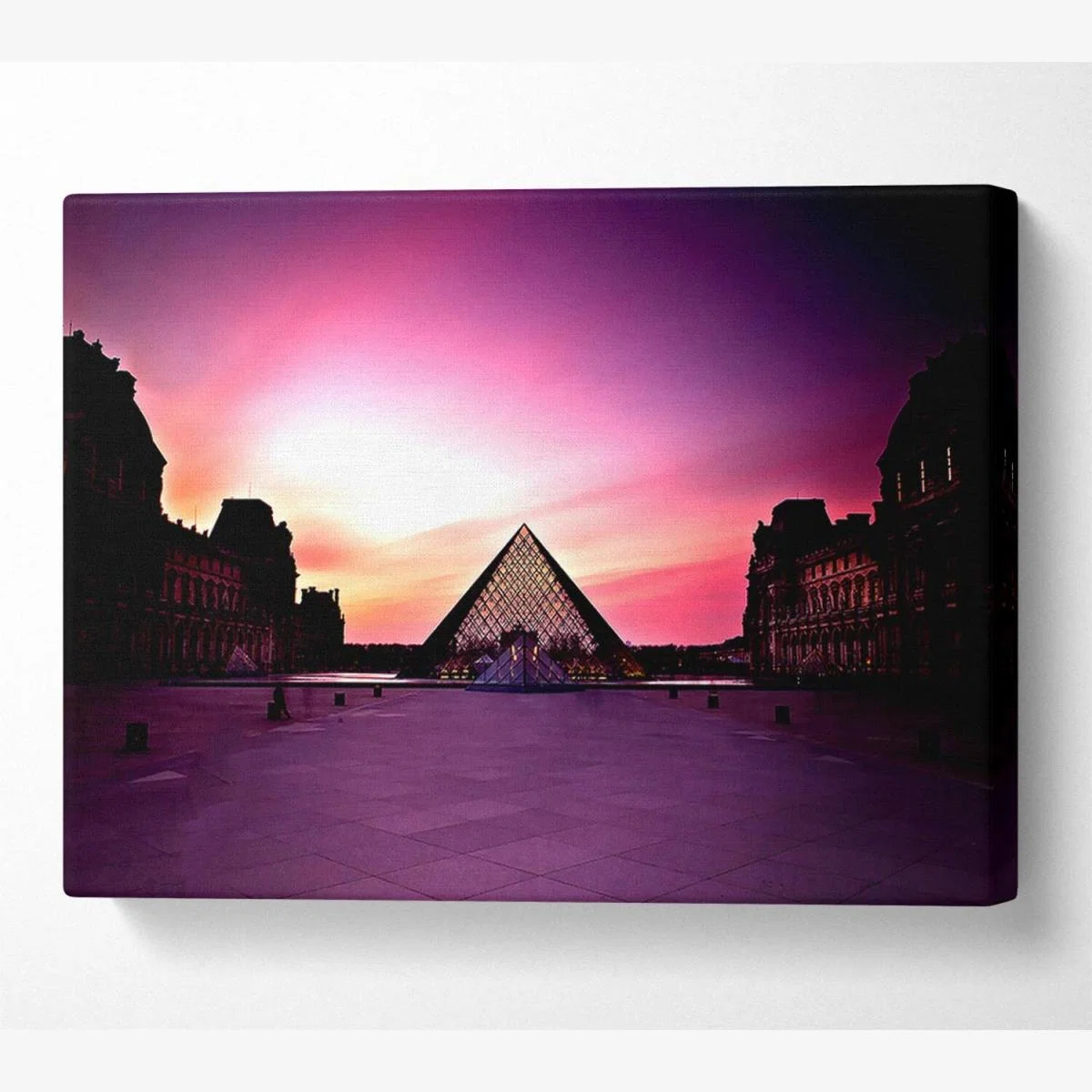 Louvre Museum At Sunset Canvas Print Wall Art - Yellow / 66.04cm – image 1