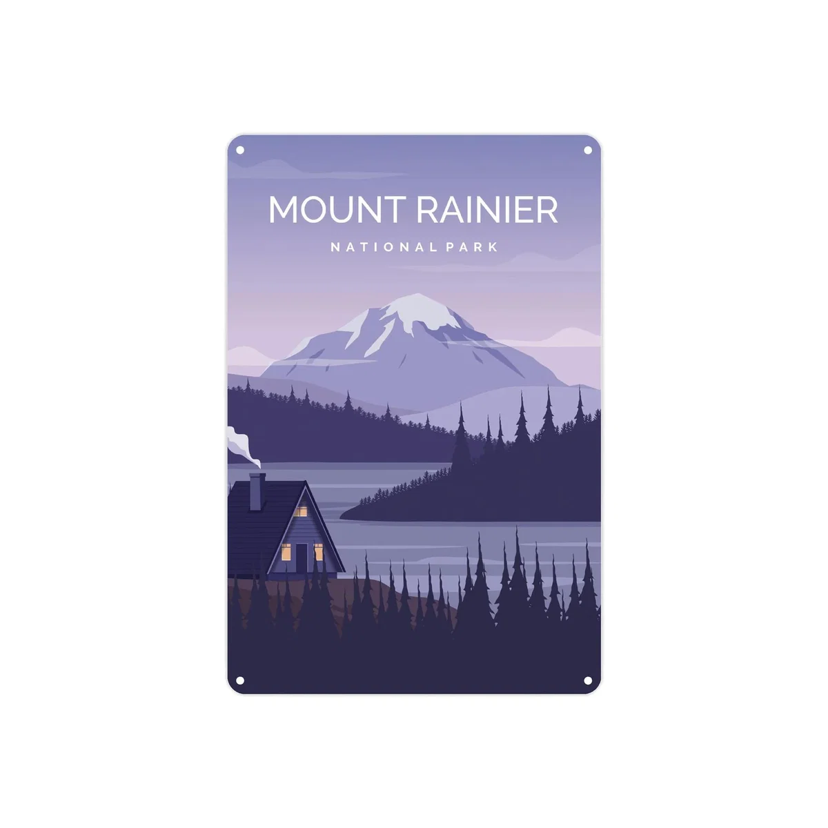 Destination Art Portrait Metal Wall Plaque - Home Décor Gift - Cannes - Mount Rainier – image 1