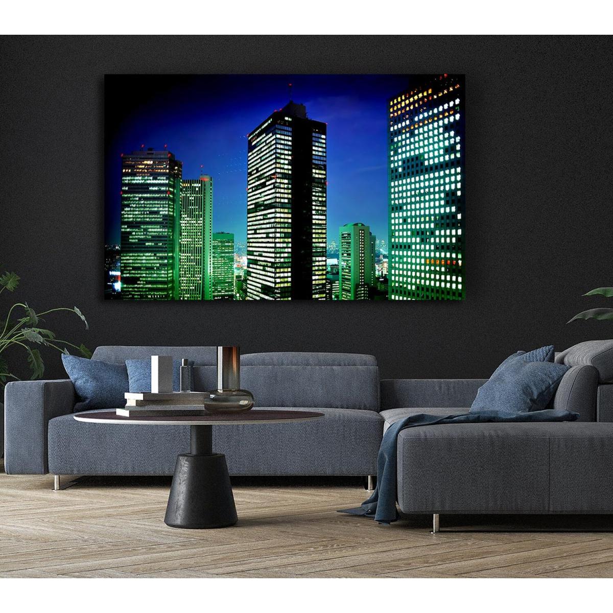 Neon City Canvas Print Wall Art - Yellow / 35.56cm – image 2