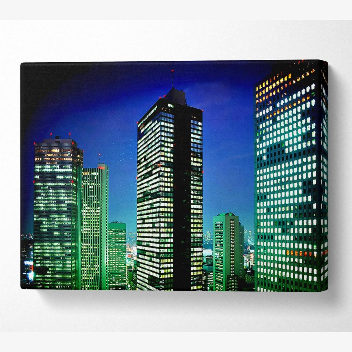 Neon City Canvas Print Wall Art - Yellow / 35.56cm – image 1
