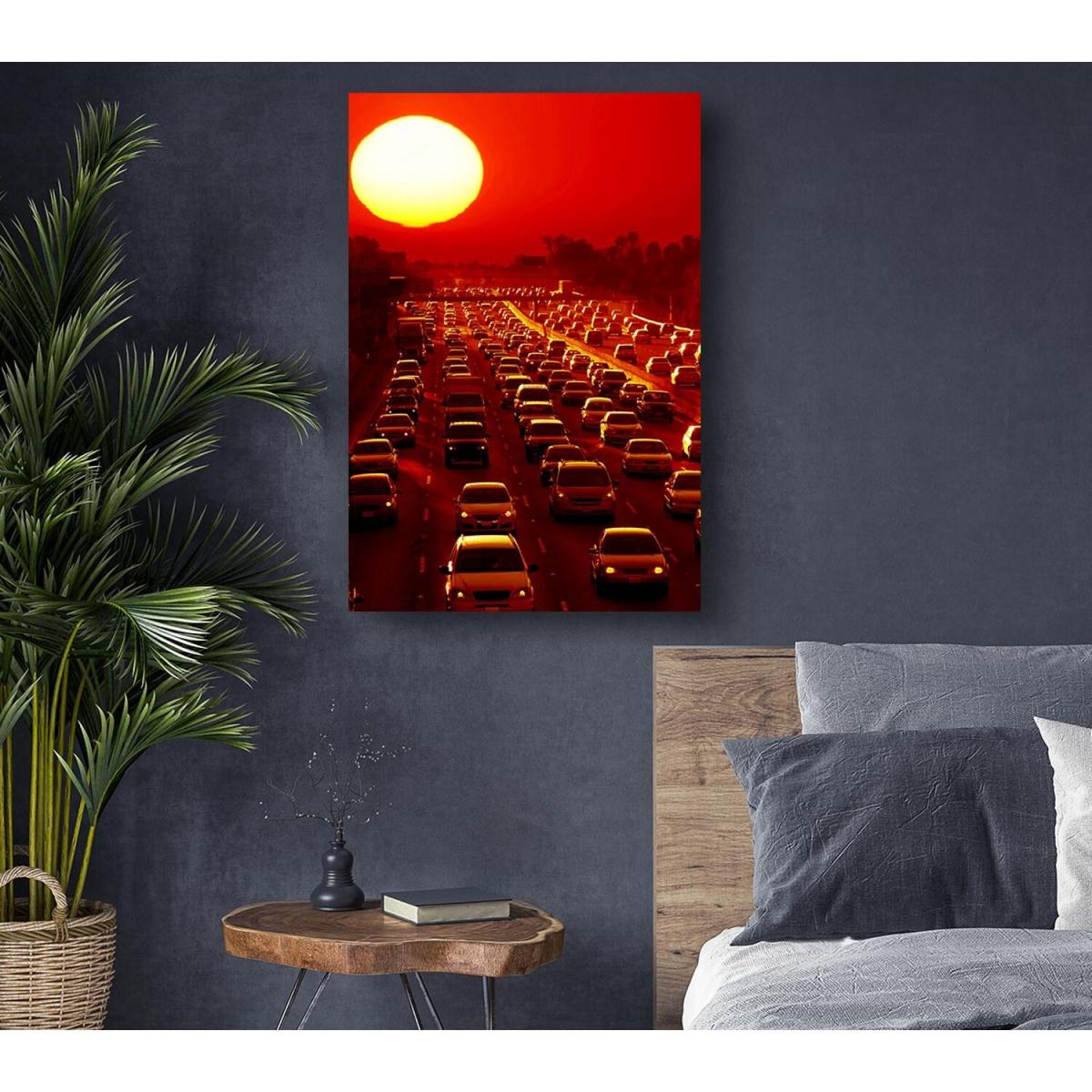 Los Angeles Highway Sun Blaze Canvas Print Wall Art - Yellow / 66.04cm – image 3