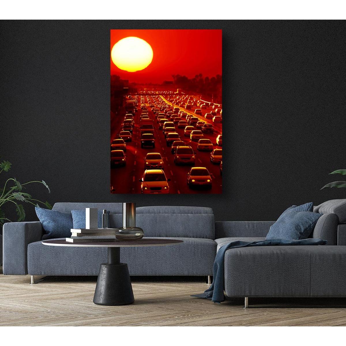 Los Angeles Highway Sun Blaze Canvas Print Wall Art - Yellow / 66.04cm – image 4