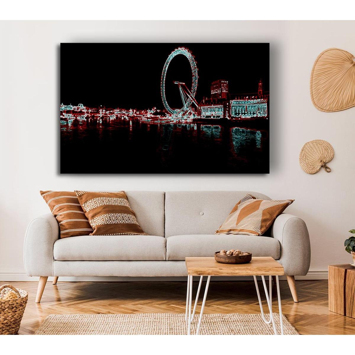 London Thames London Eye Canvas Print Wall Art - Yellow / 50.8cm – image 3