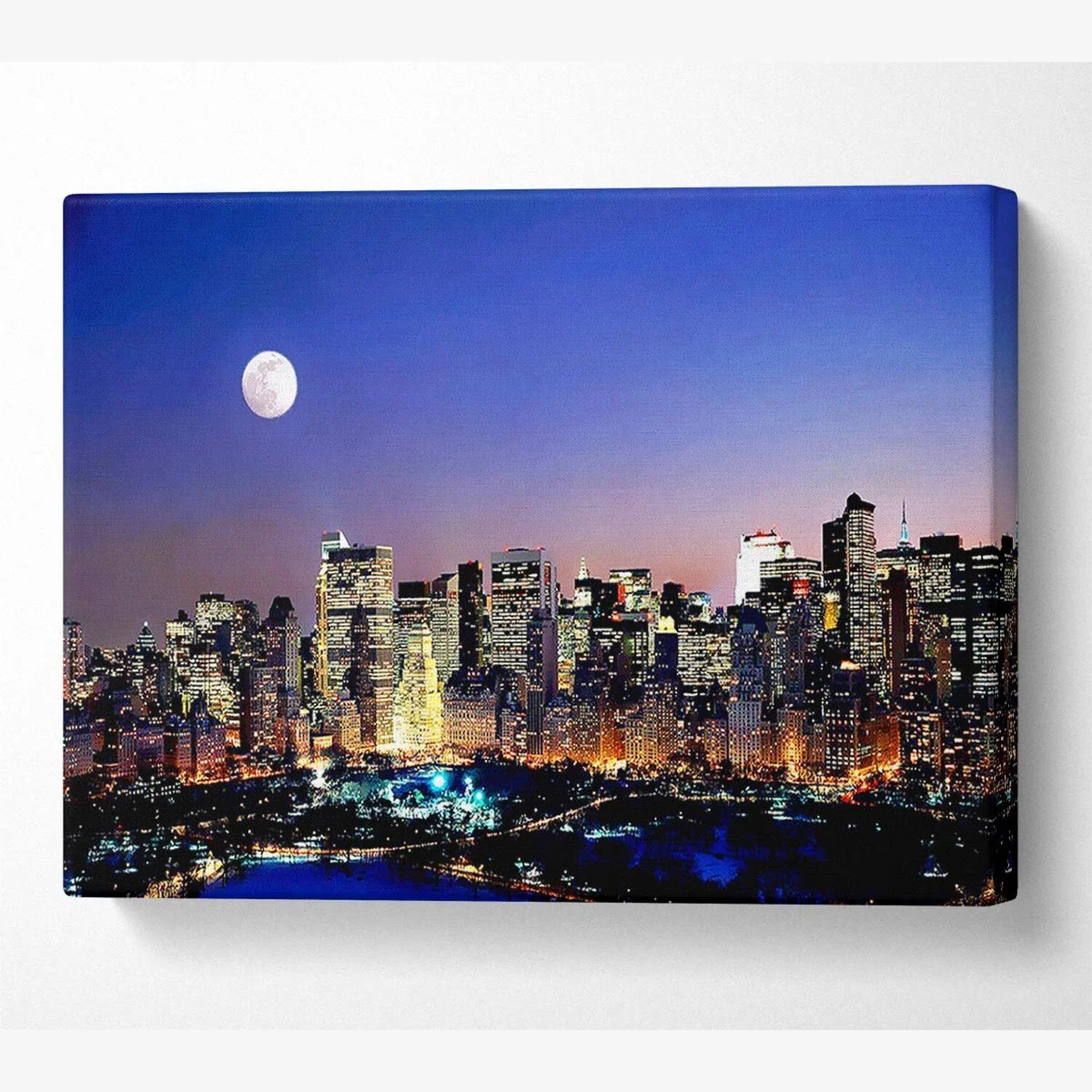 Moon Over Manhattan Canvas Print Wall Art - Yellow / 50.8cm – image 1