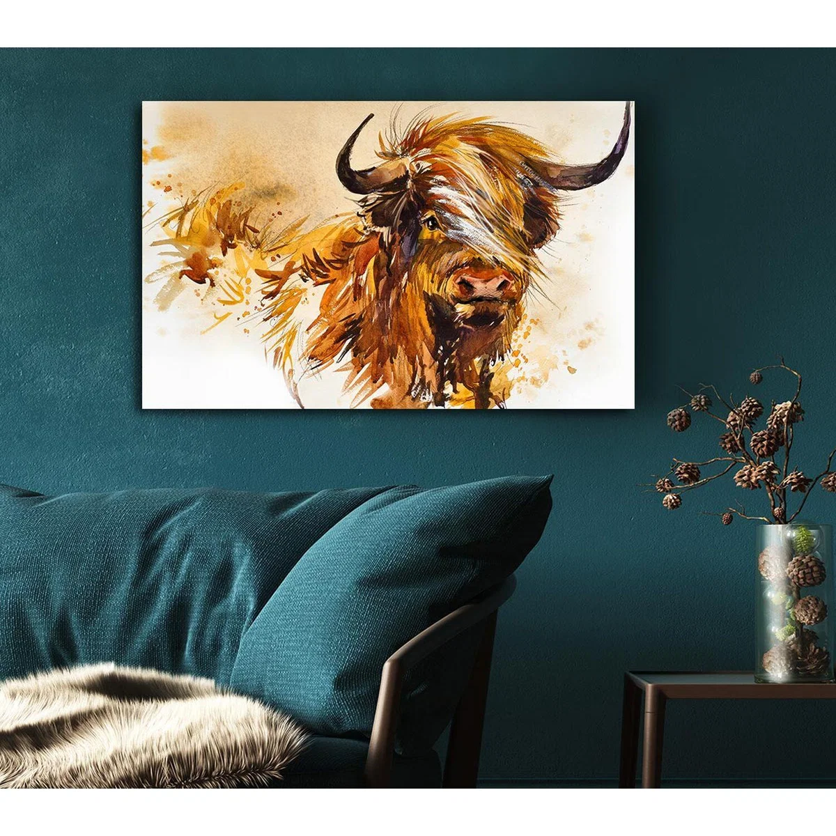 The Highland Cow Illustration - Yellow / Extra Large 32 x 48 – image 3