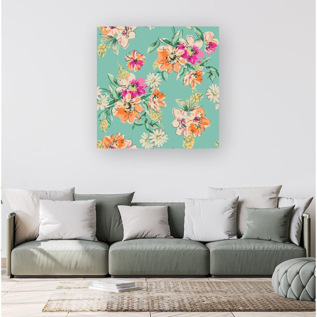 Bright Flower Sketch Canvas Print - Green / Large – image 2