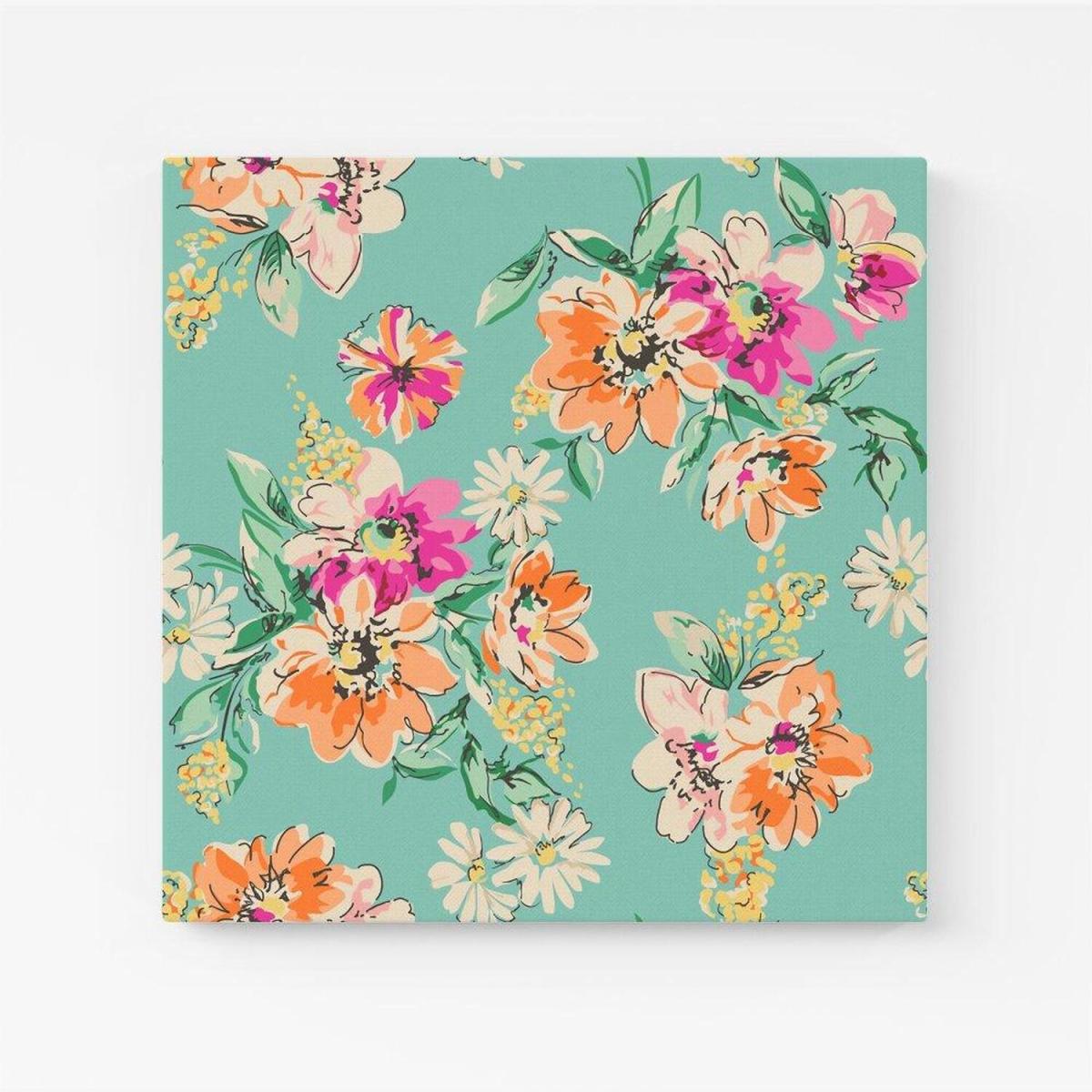 Bright Flower Sketch Canvas Print - Green / Large – image 1