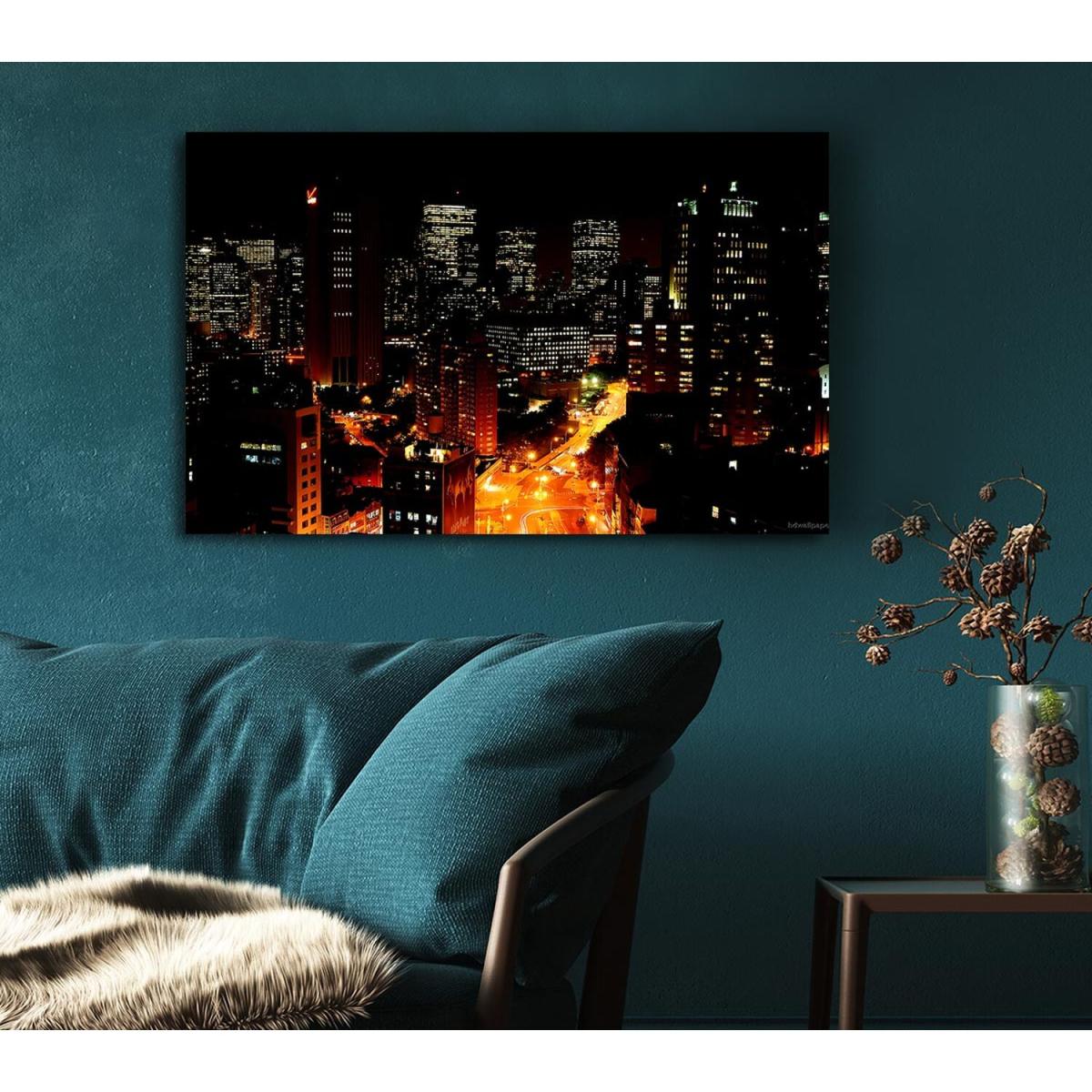 Downtown Manhattan Canvas Print Wall Art - Yellow / 81.28cm – image 2