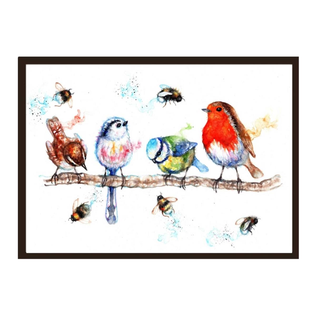 Birds and the Bees Framed Wall Art - powderblue