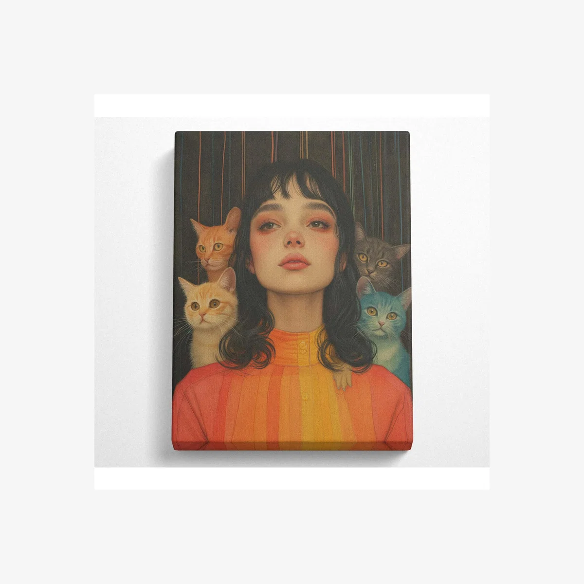 Cat Woman Canvas Print - Black / 101.6cm
