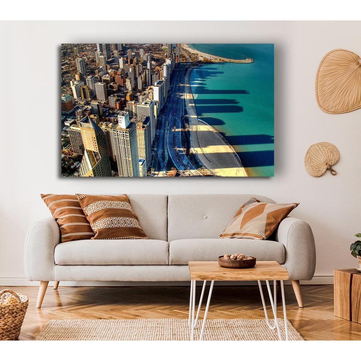 Chicago Beach Canvas Print Wall Art - Yellow / 66.04cm – image 4