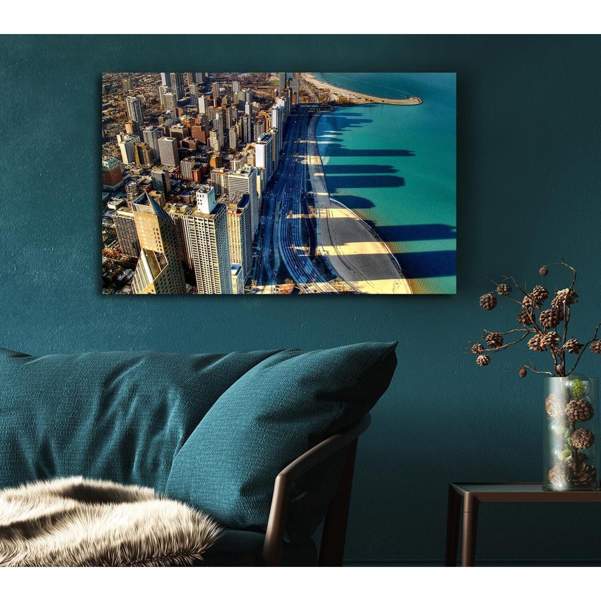 Chicago Beach Canvas Print Wall Art - Yellow / 66.04cm – image 5
