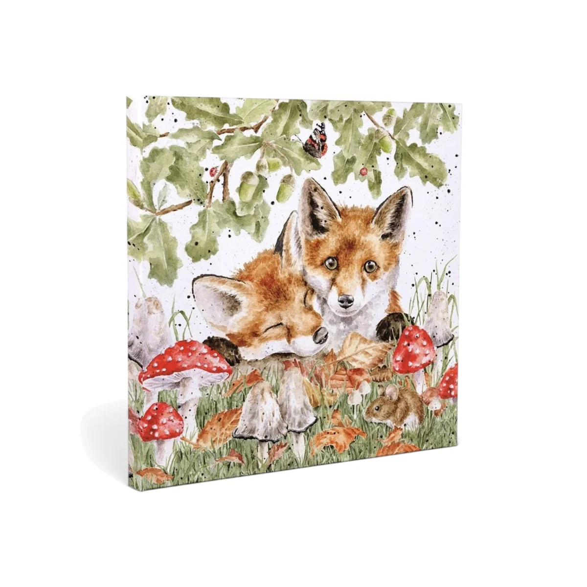 Under The Oak Tree Fox Design Small Canvas - Orange