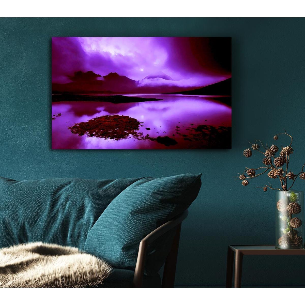 Purple Loch Dusk Canvas Print Wall Art - Yellow / 35.56cm – image 5