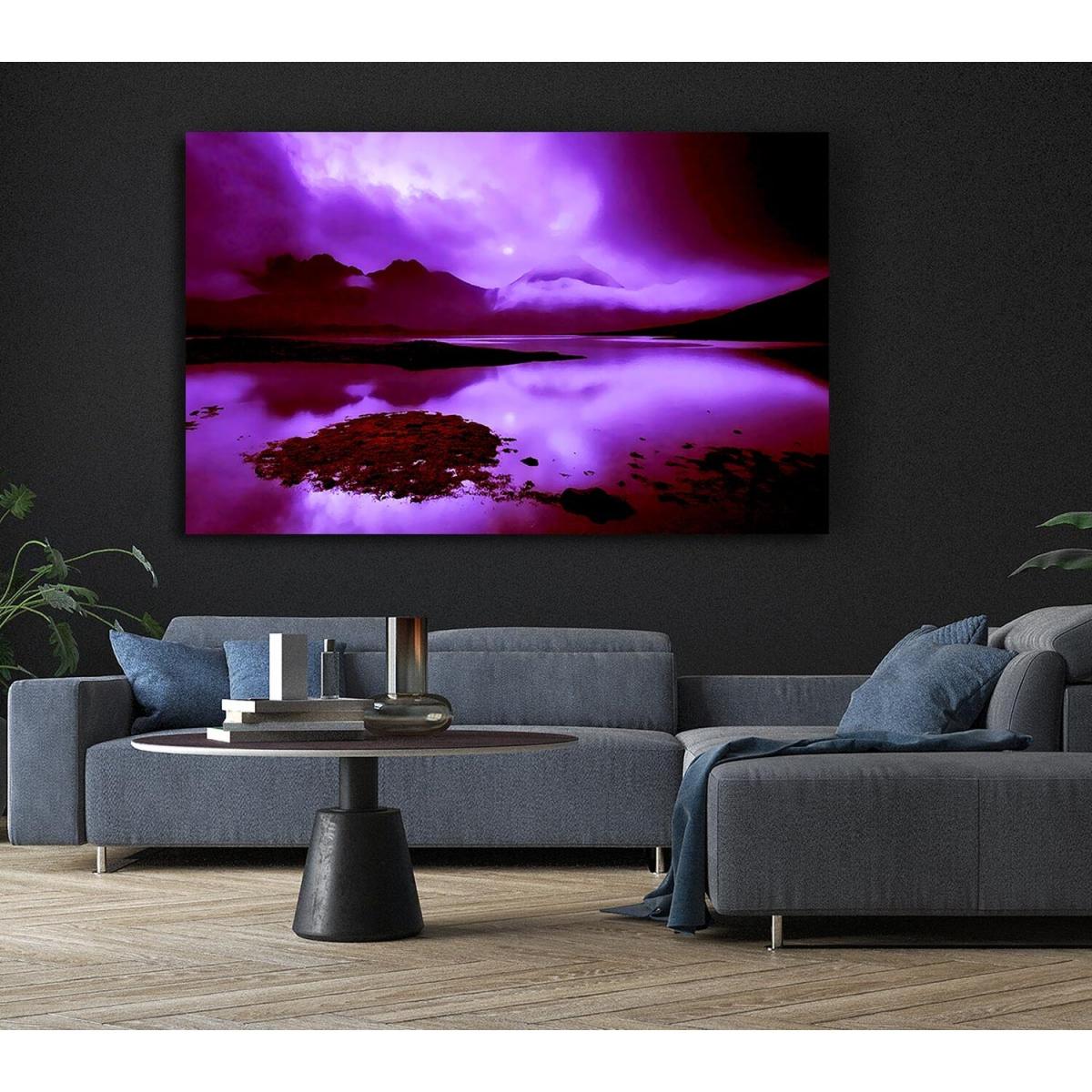 Purple Loch Dusk Canvas Print Wall Art - Yellow / 35.56cm – image 6