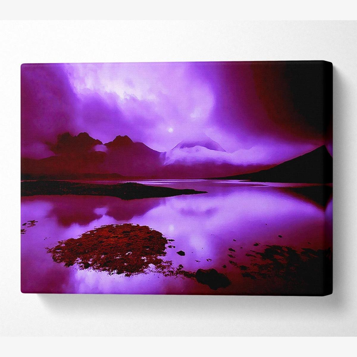 Purple Loch Dusk Canvas Print Wall Art - Yellow / 35.56cm – image 1