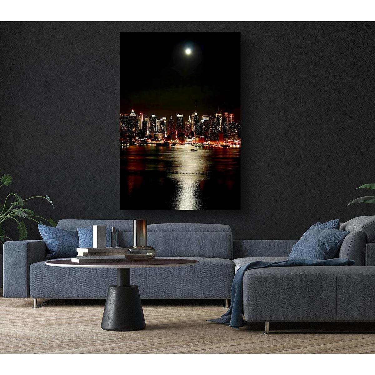 New York City Moonlit Glow Canvas Print Wall Art - Yellow / 35.56cm – image 6