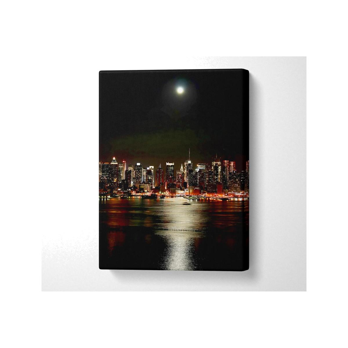 New York City Moonlit Glow Canvas Print Wall Art - Yellow / 35.56cm – image 1