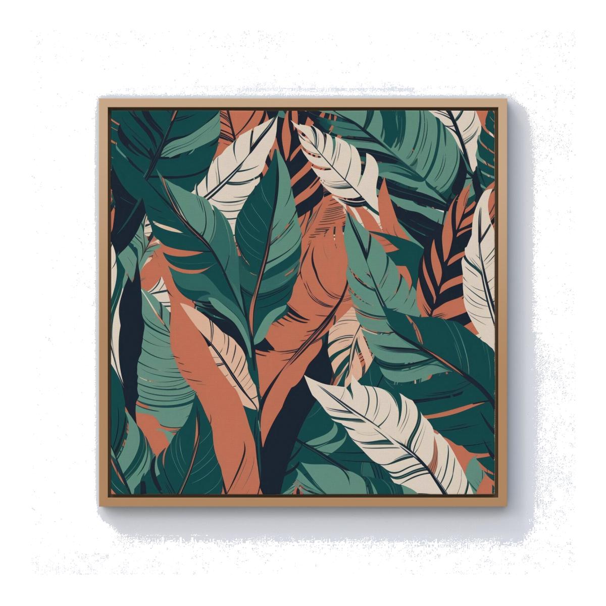 Autumn Tropical Leaves Canvas Print - Green / 25.4cm / Pine Frame