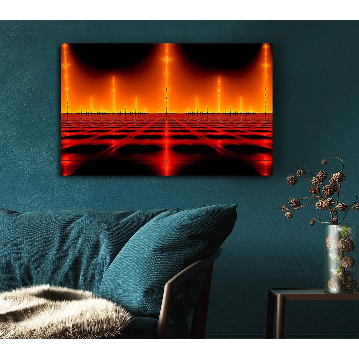 Electrical Fire Grid Canvas Print Wall Art - Yellow / 81.28cm – image 4
