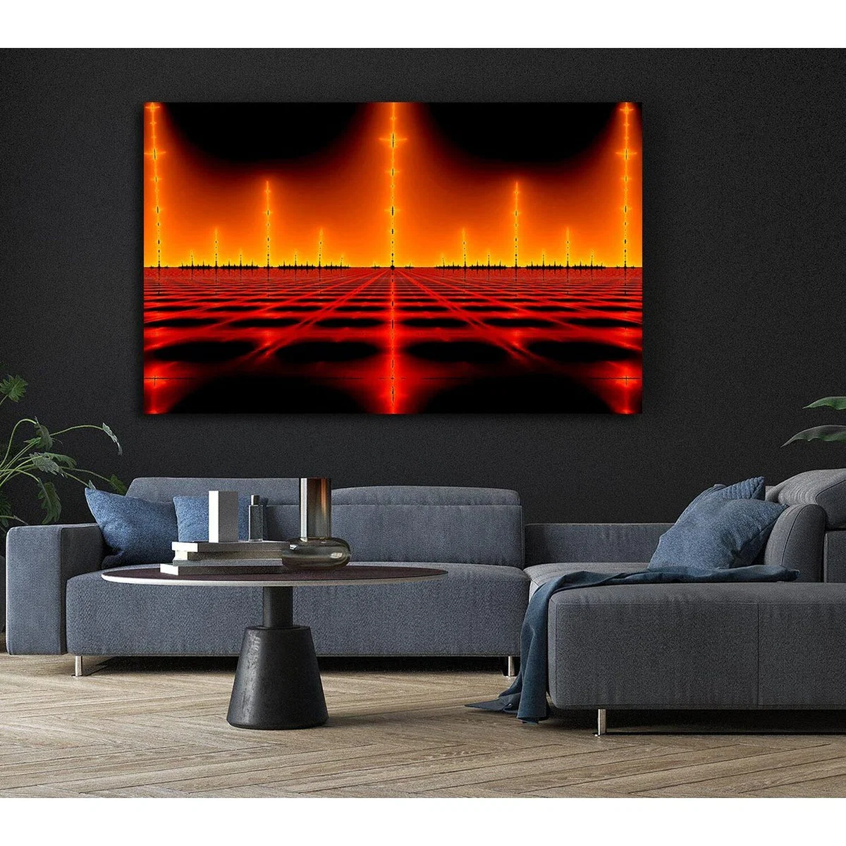 Electrical Fire Grid Canvas Print Wall Art - Yellow / 81.28cm – image 5