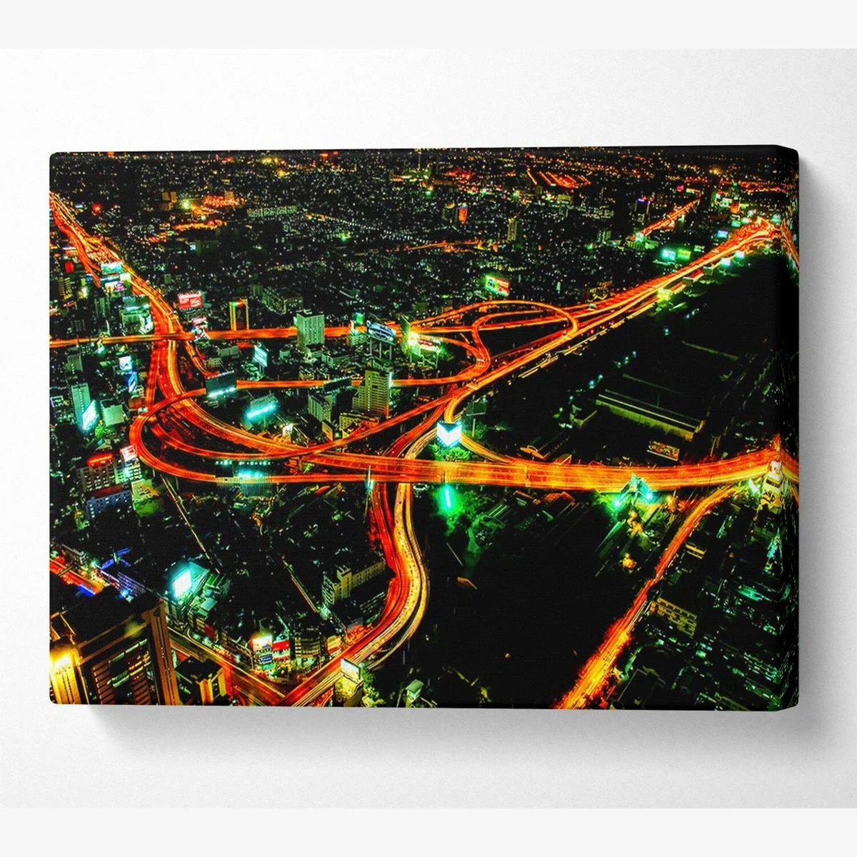 City Nightways Canvas Print Wall Art - Yellow / 81.28cm – image 1