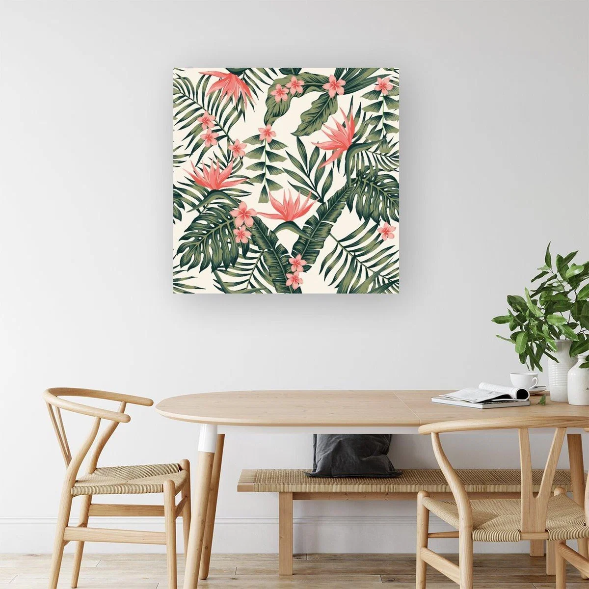 Dark Tropical Green Leaves Canvas Print - Green / Medium – image 1
