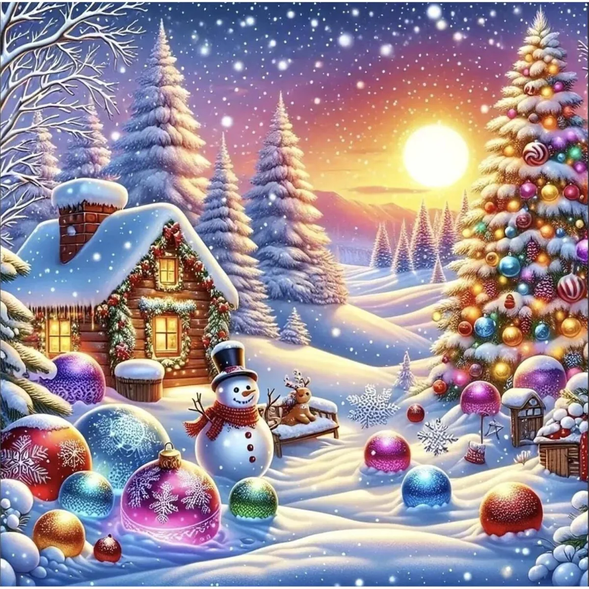 Northpole Sunset Scene Diamond Art Painting - Multi – image 4