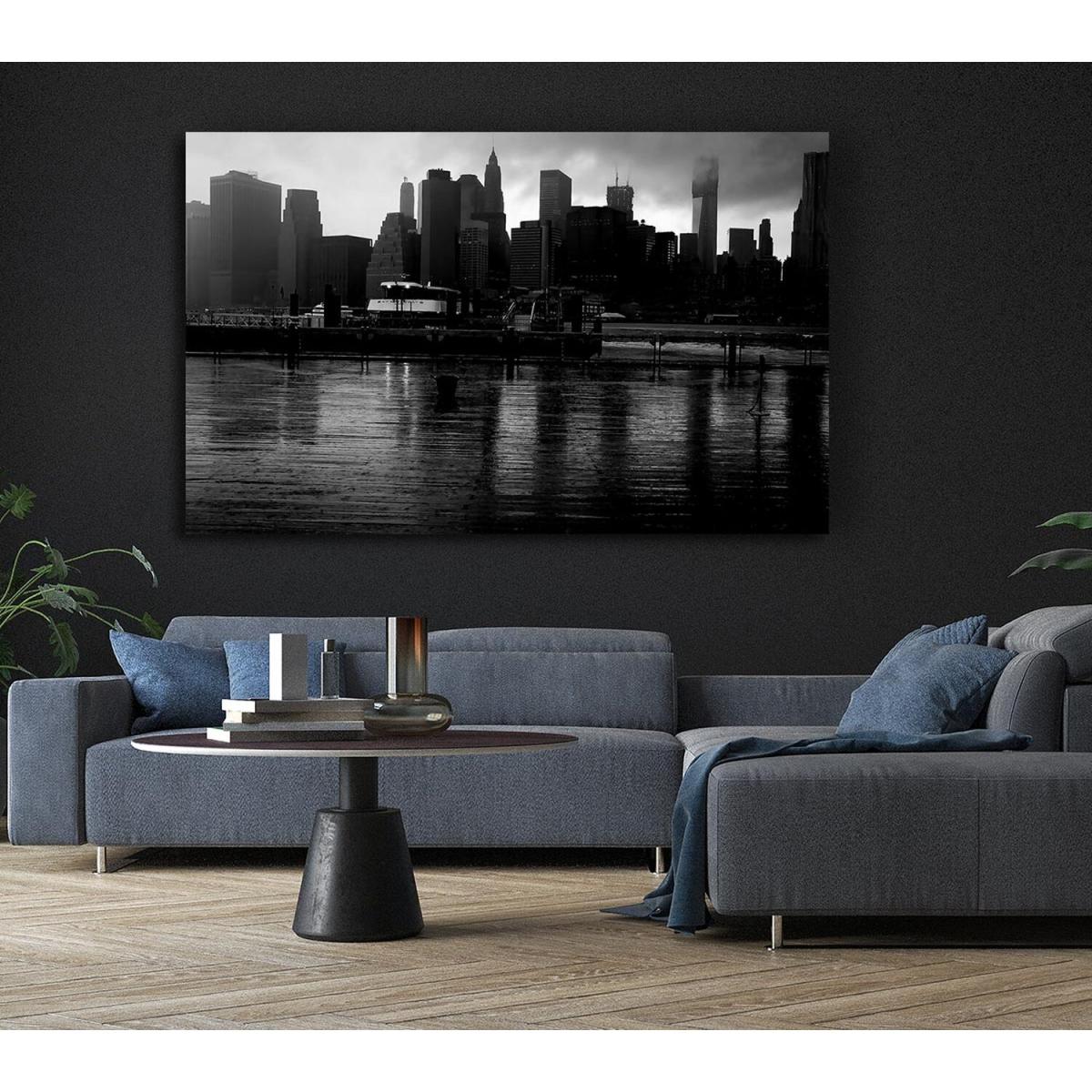 Hudson River New York B n W Canvas Print Wall Art - Yellow / 50.8cm – image 5