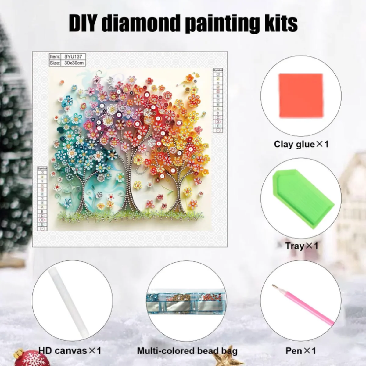 Floral Trees Diamond Painting Kit - Multi – image 3