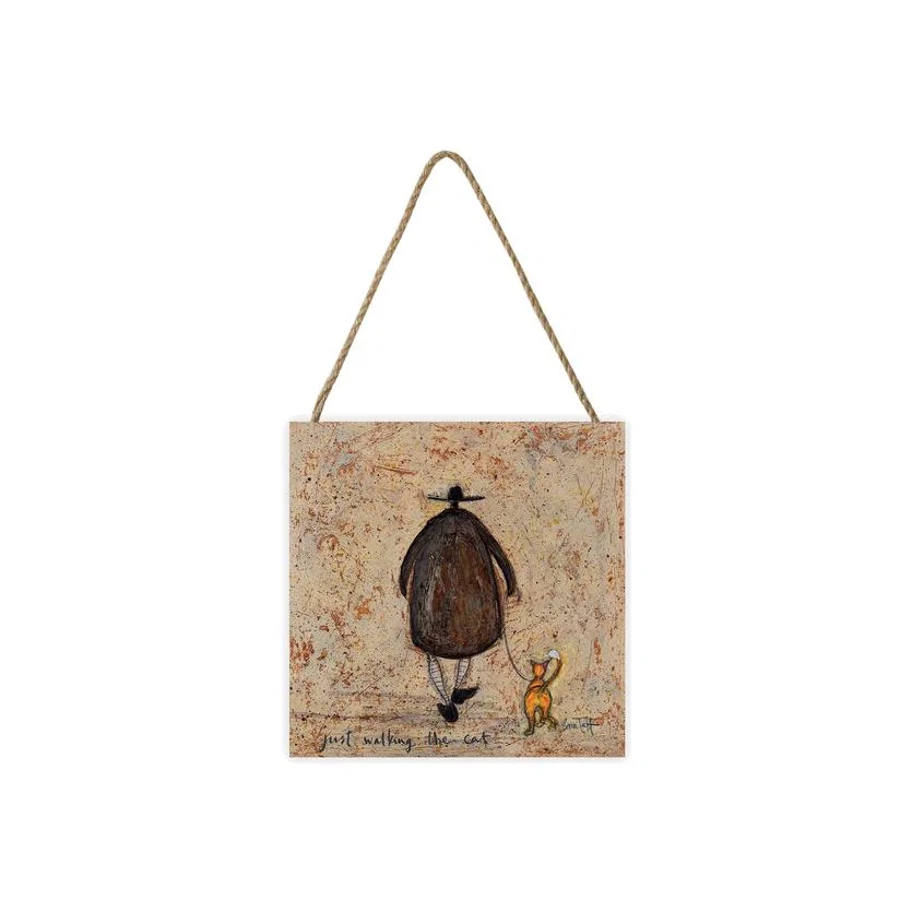 Sam Toft (Just Walking The Cat) Wooden Block - White