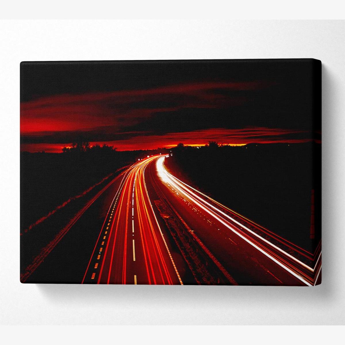 Red Fire Road Canvas Print Wall Art - Yellow / 81.28cm – image 1