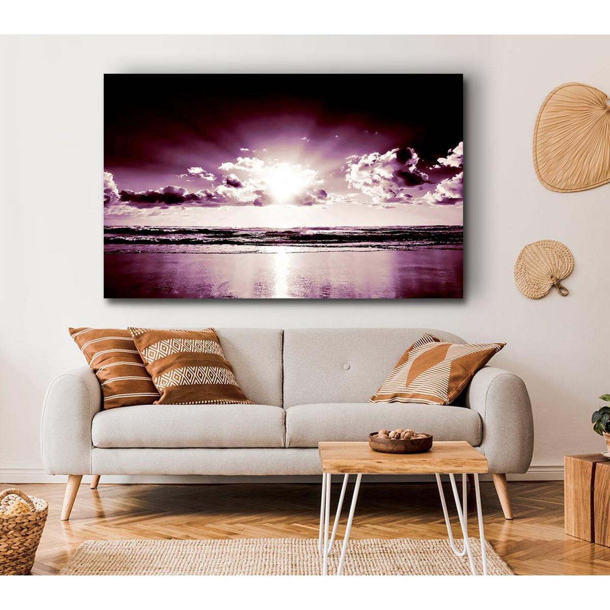 Purple Sunbeams Canvas Print Wall Art - Yellow / 66.04cm – image 2