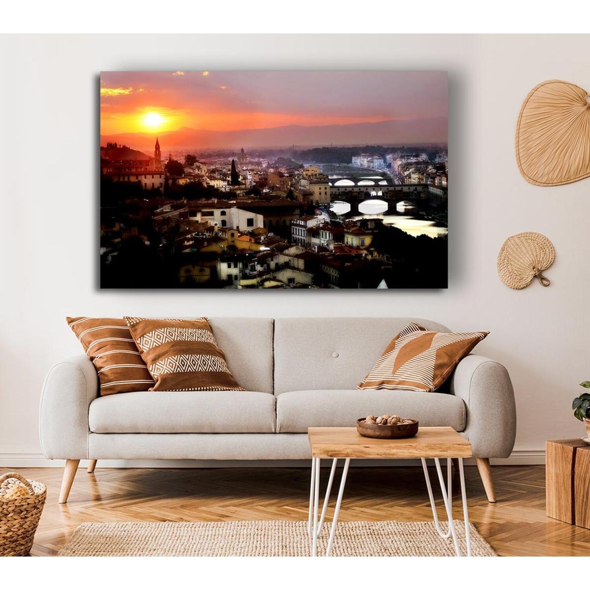 Italian Sunset Town Canvas Print Wall Art - Yellow / 66.04cm – image 4