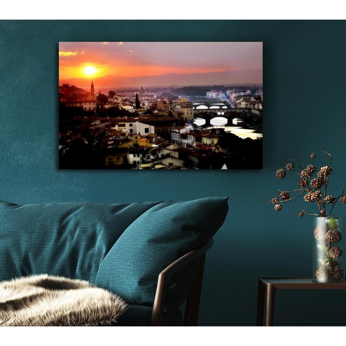 Italian Sunset Town Canvas Print Wall Art - Yellow / 66.04cm – image 5