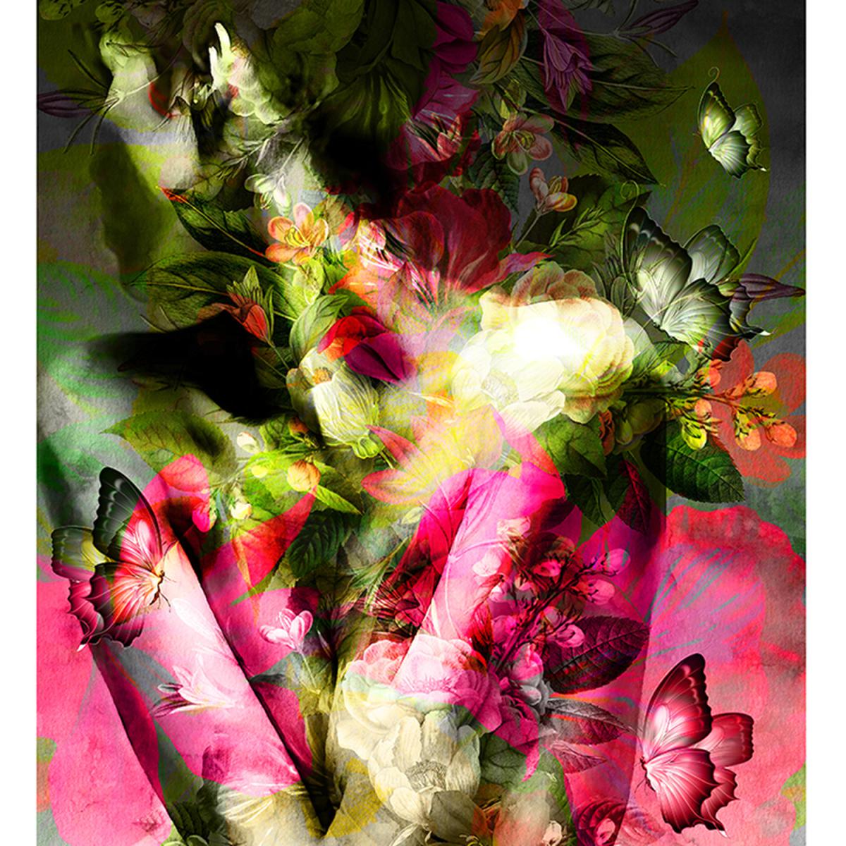 Summer Blossom Digital Artwork - White