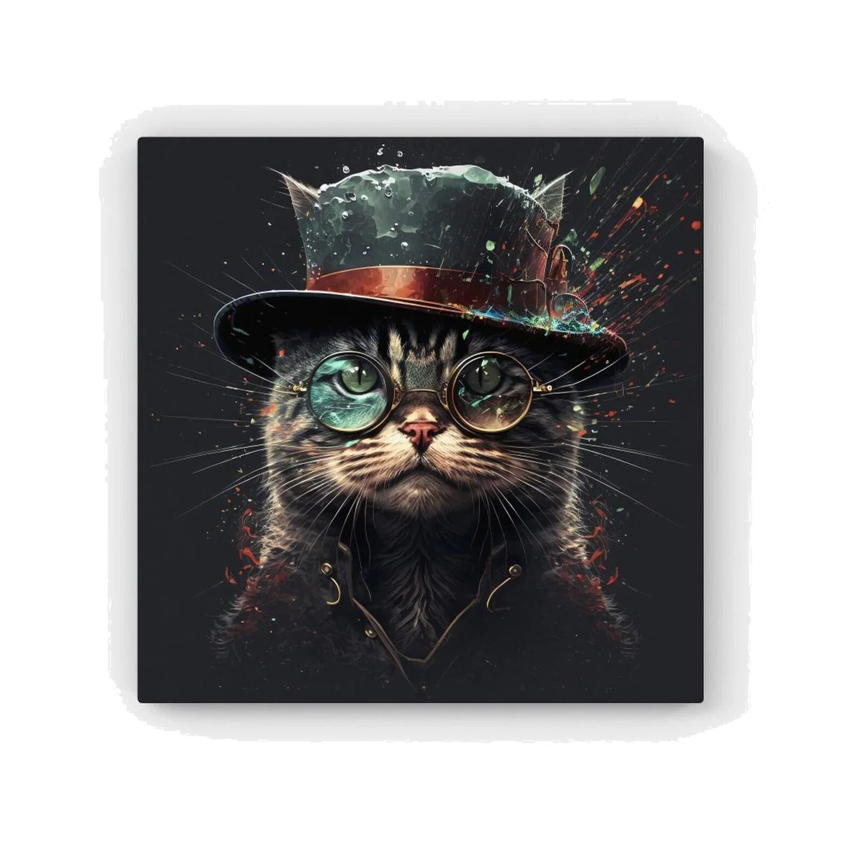 Cat With Glasses Splashart HD Metal Print - Neutral / 30cm