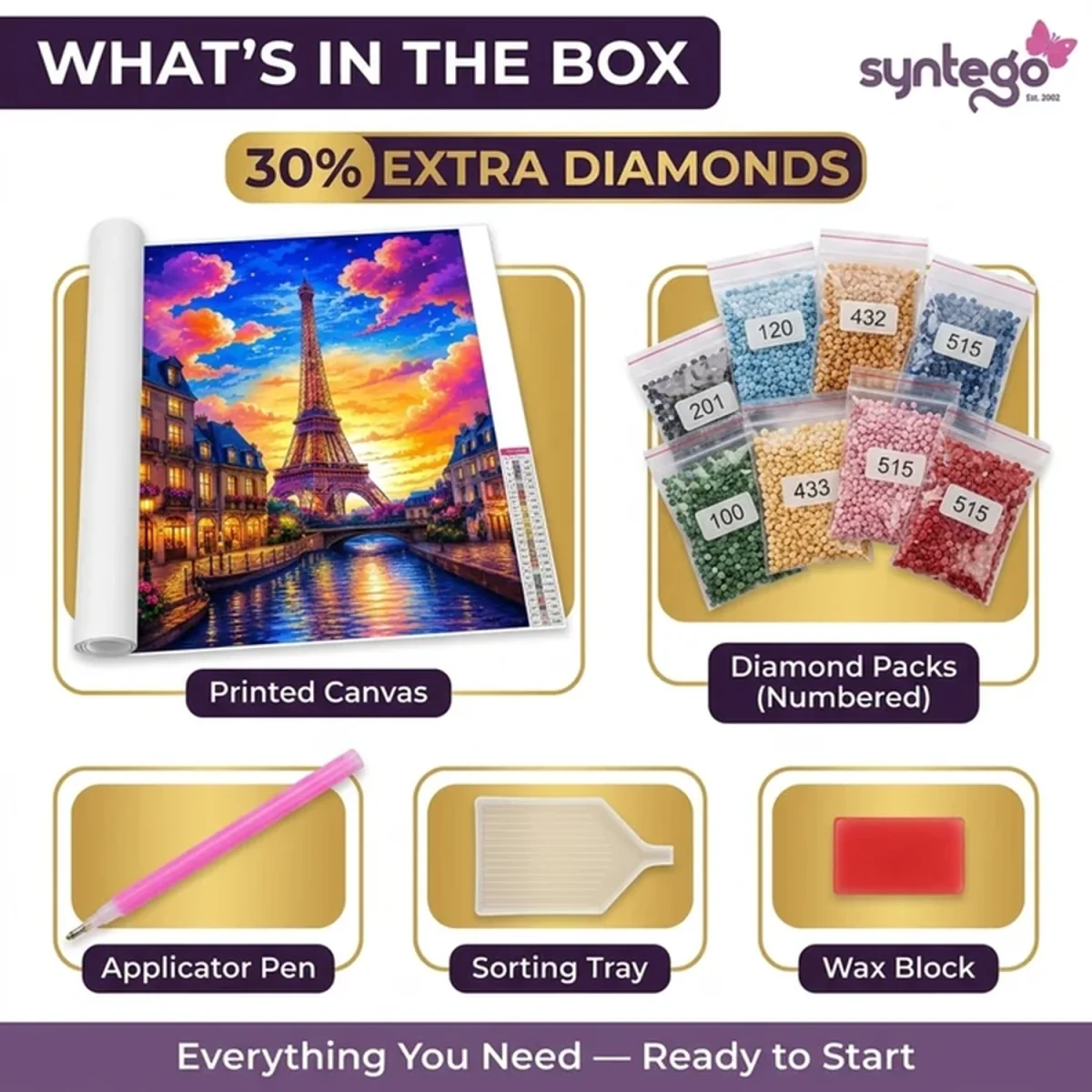 Paris Eiffel Tower Colourful Sky 5D DIY Diamond Painting Kit - Multi – image 3