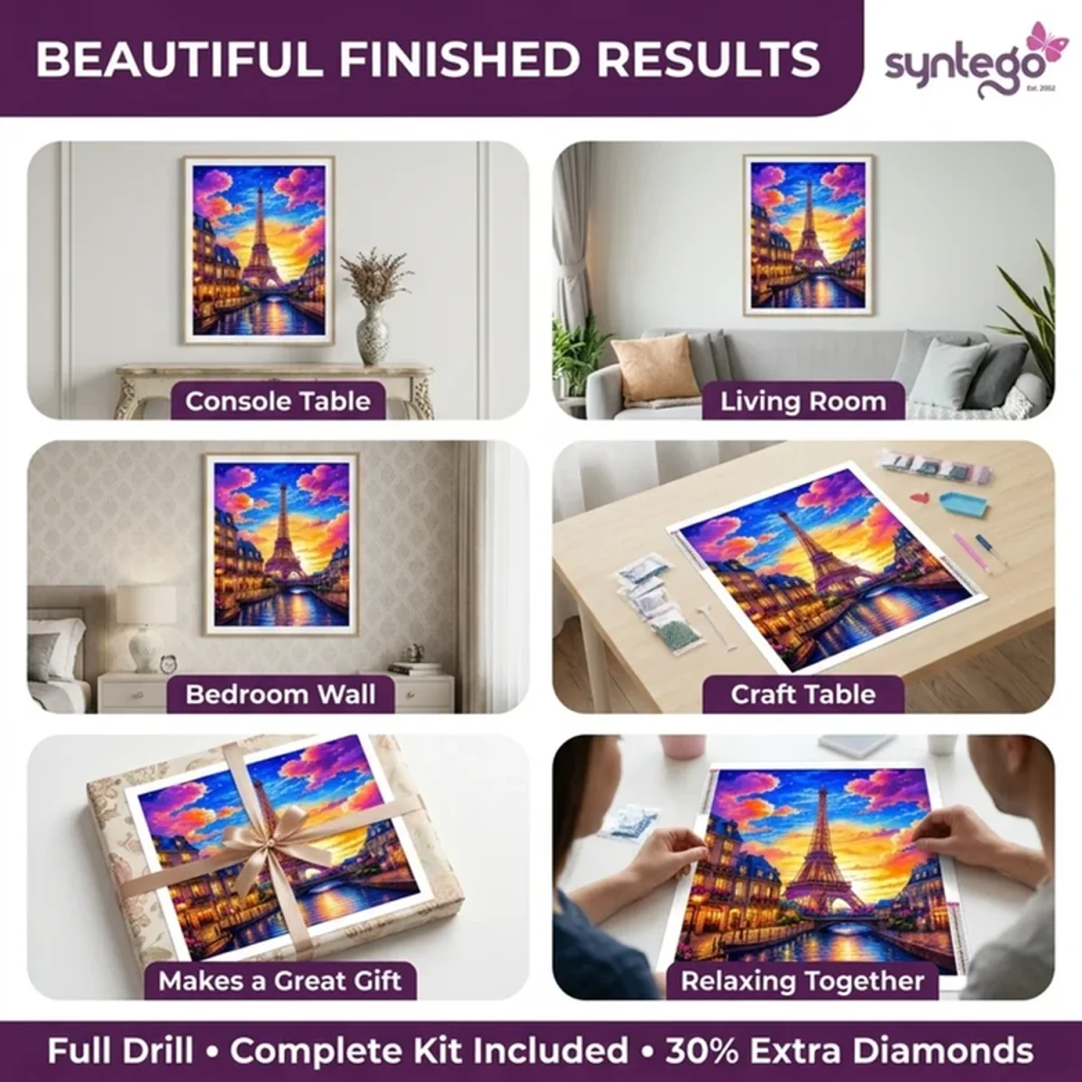 Paris Eiffel Tower Colourful Sky 5D DIY Diamond Painting Kit - Multi – image 10
