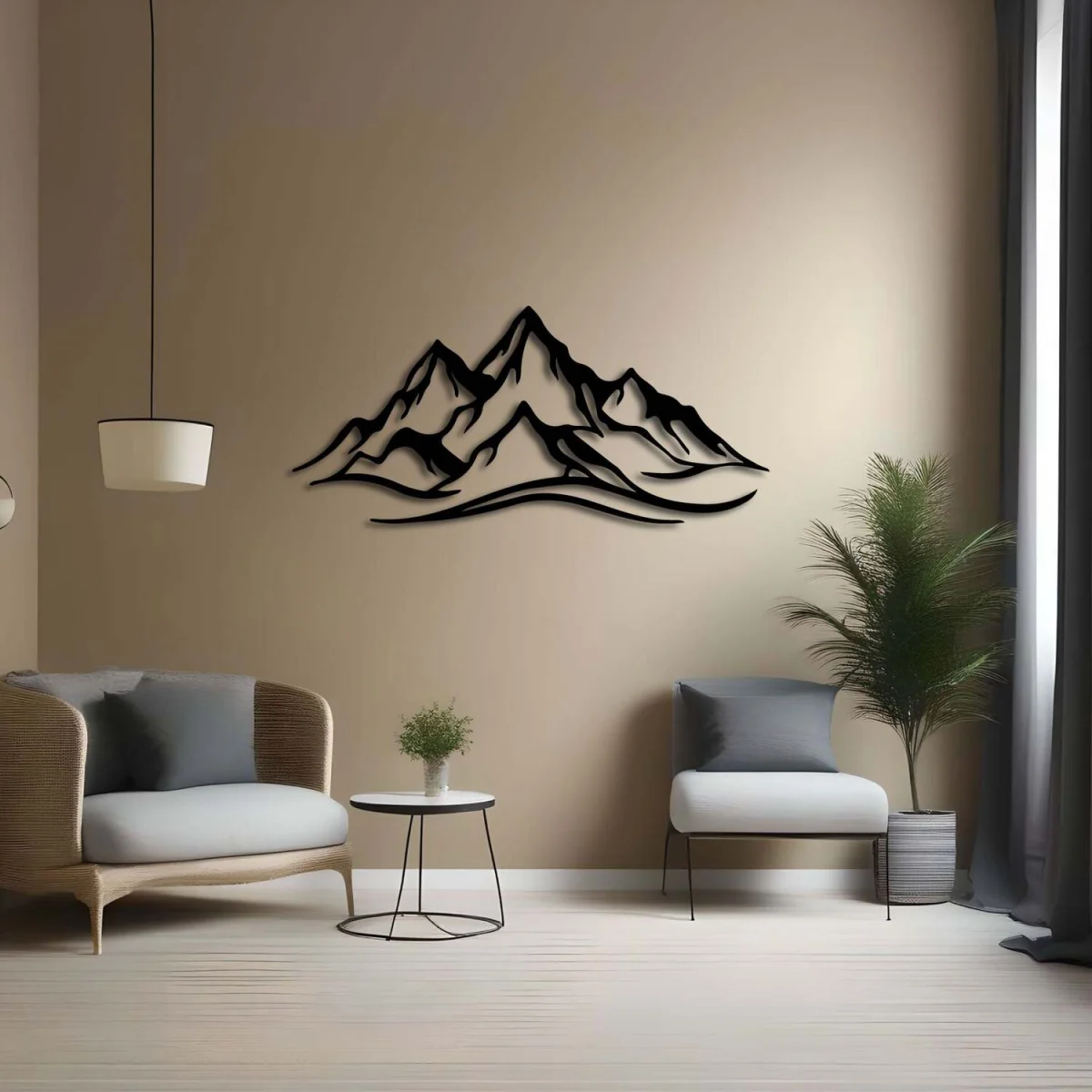 METAL WALL ART-MOUNTAIN 120 CM - TEXTURE BLACK - Black – image 2